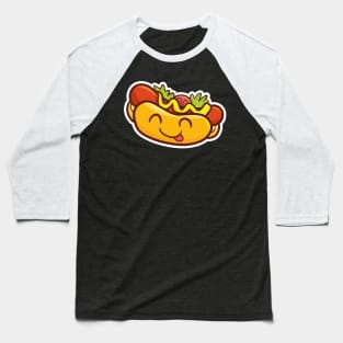 Kawaii smiling hot dog Baseball T-Shirt